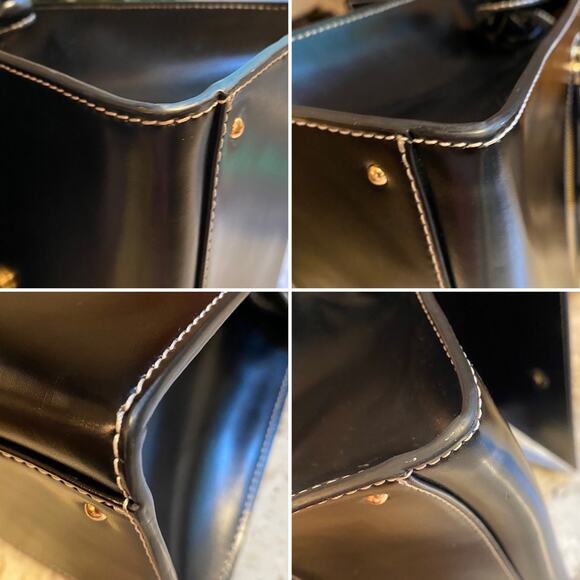 Vasic $350+ Large Bee Black Handle Leather Shoulder Bag - Picture 13 of 16